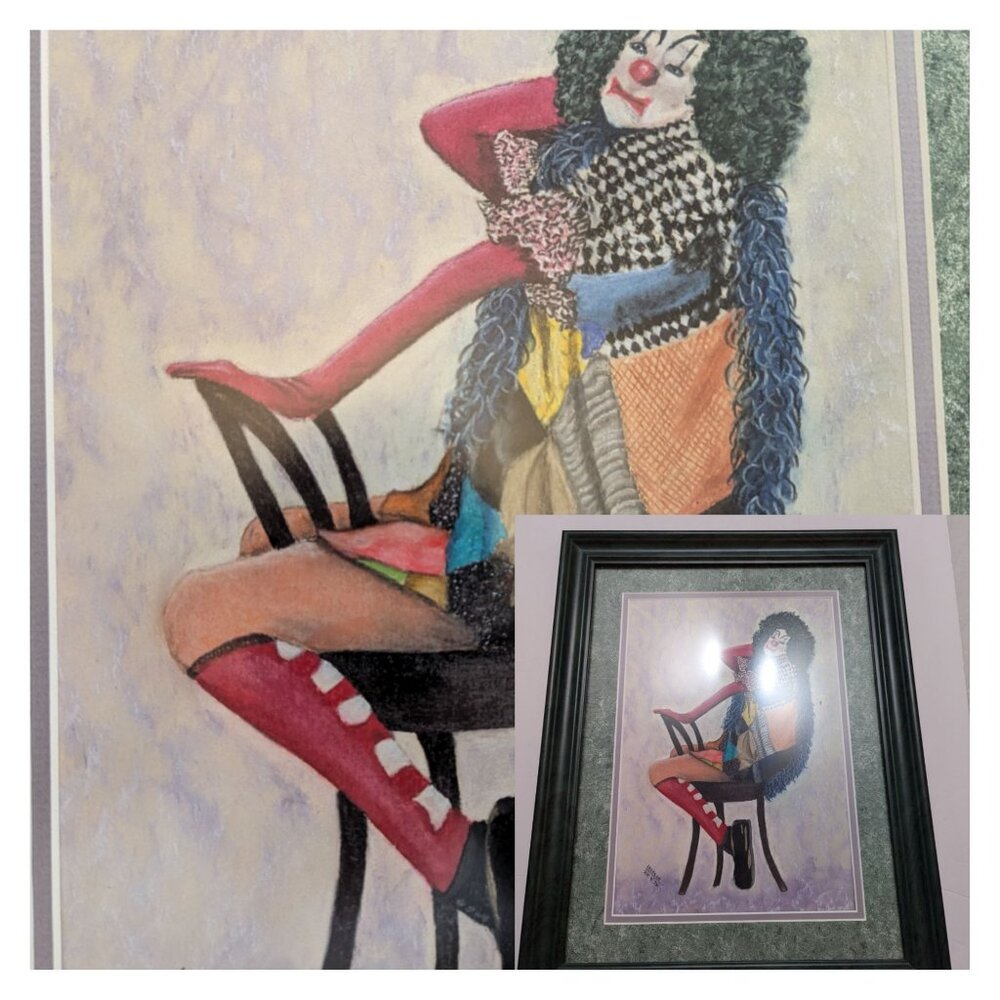 Dodson Daddy's Gift Chair Dance semi-erotic hobo clown framed Hobby Lobby 15x19
